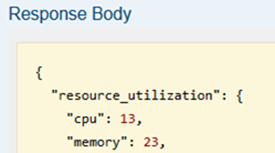 Response body in REST API Reference showing CPU resource