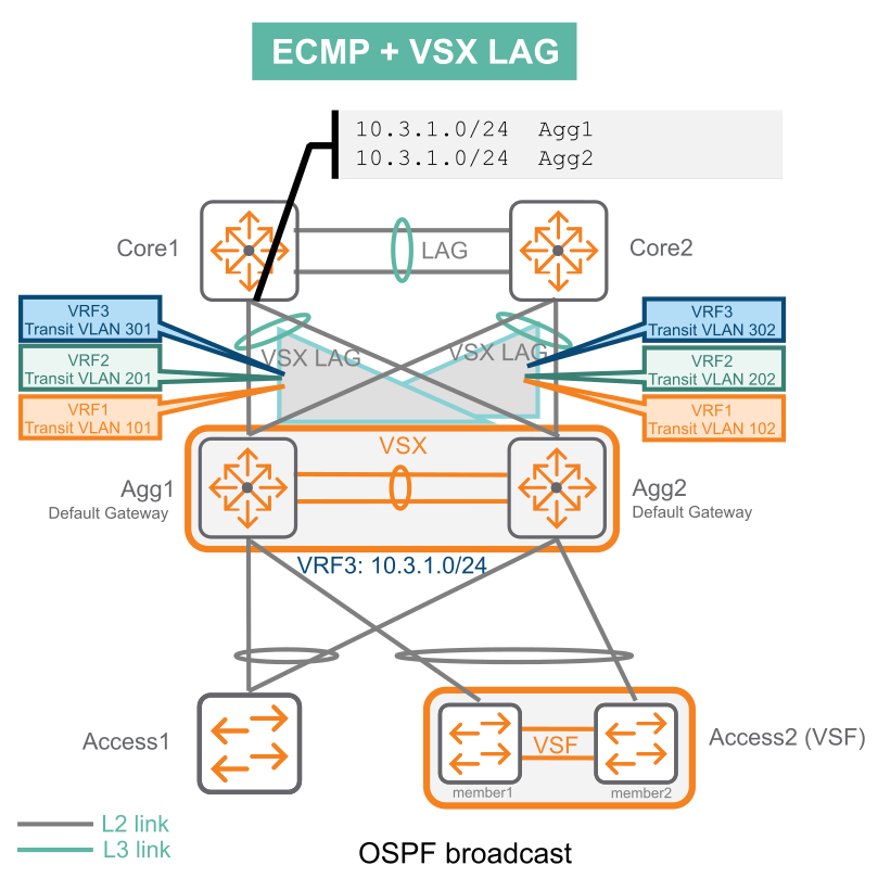 ECMP and MCLAG in a VSX environment