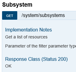 Subsystem GET method displayed in REST API Reference