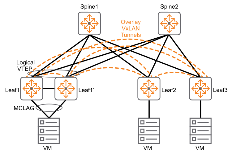 EVPN VSX support topology diagram for Logical IP