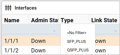 Filtering a column by selecting from a list