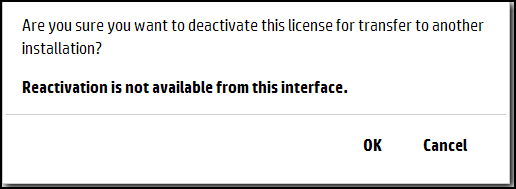 License deactivation confirmation dialog box