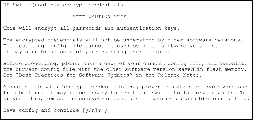 Enabling encrypt credentials with caution message