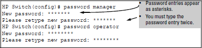 Example of configuring manager and operator passwords