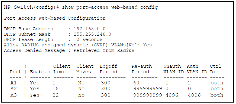 Access denied message when radius-response is configured