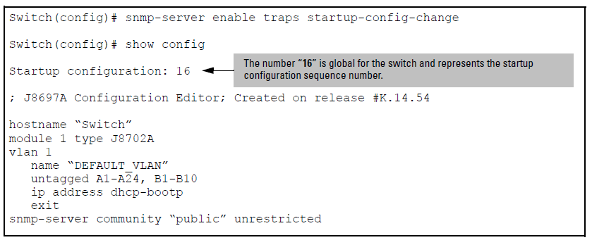 Enabling notification of changes to the Startup Configuration file