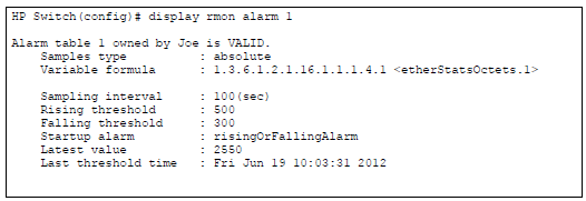 Display Command Output for a Specific Alarm