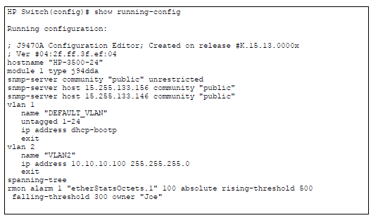 Output of the running-config File Displaying the Configured RMON Alarm Parameters