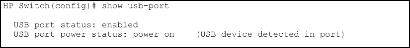show usb-port command output on version K.14.XX