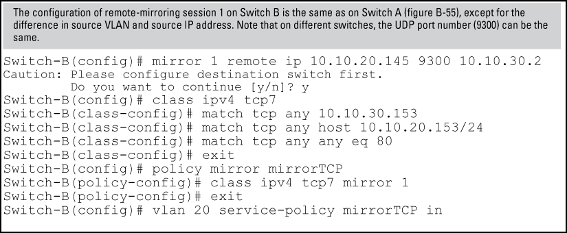 Configuring a classifier-based policy on source switch B