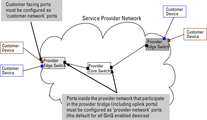 Customer or provider ports in the provider network