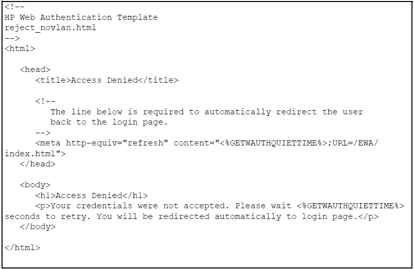 HTML code for access denied page template
