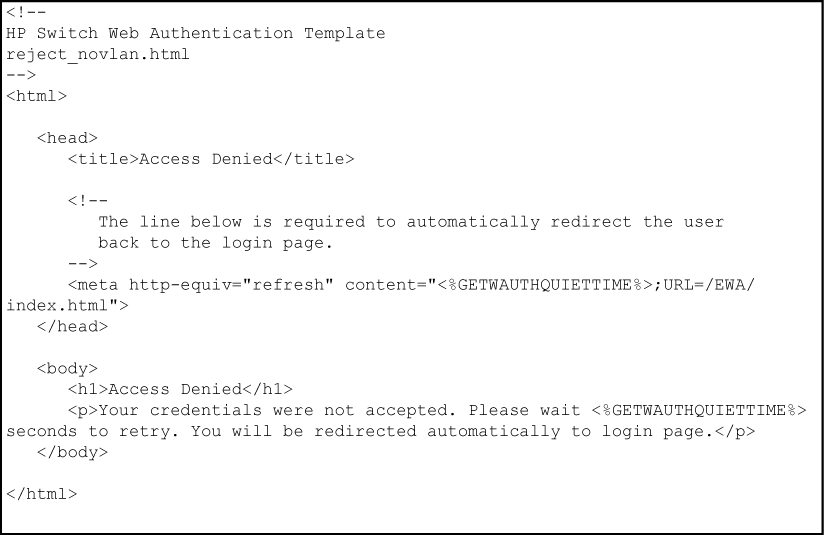 HTML code for Access Denied page template