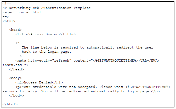 HTML code for Access Denied page template