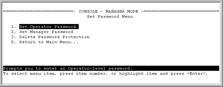 Set password screen