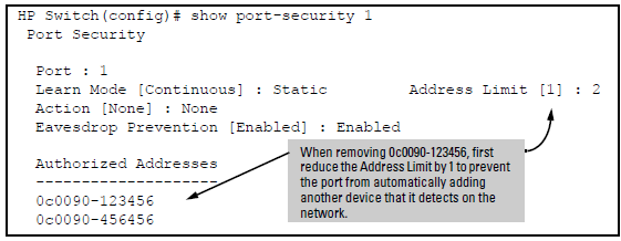 Two authorized addresses on port A1