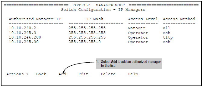 Add an authorized manager entry