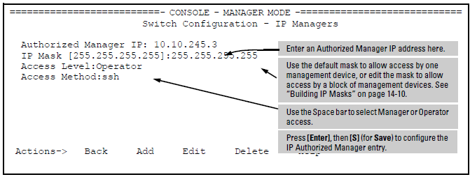 Edit menu for authorized IP managers