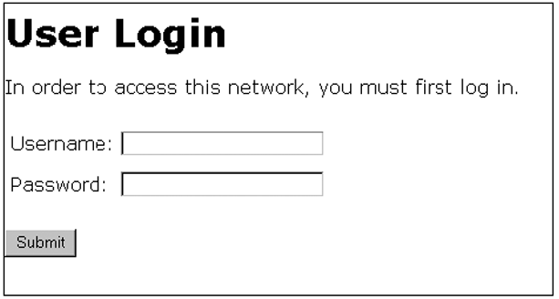 Default user login screen