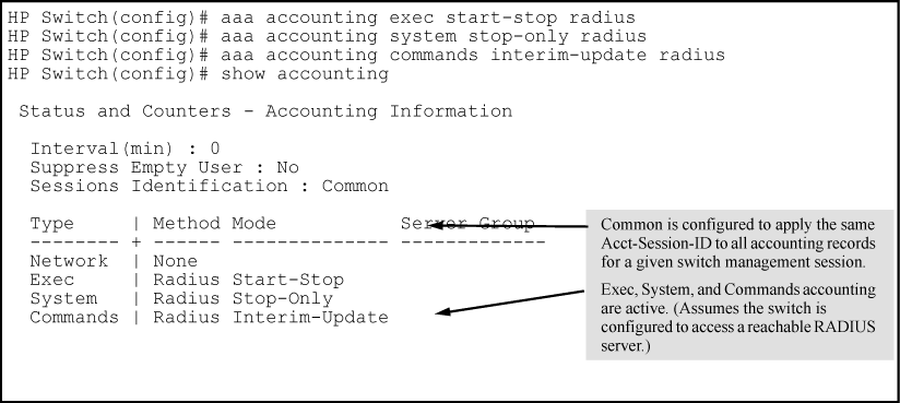 Example of configuring accounting types and controls