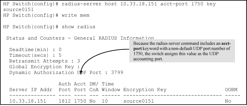 RADIUS server group command output