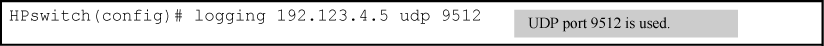 Configuring UDP for logging message transmission using a specified port