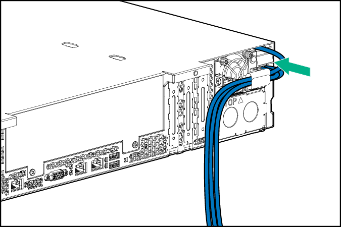 Conexión del cable de alimentación al módulo de entrada de alimentación de CC