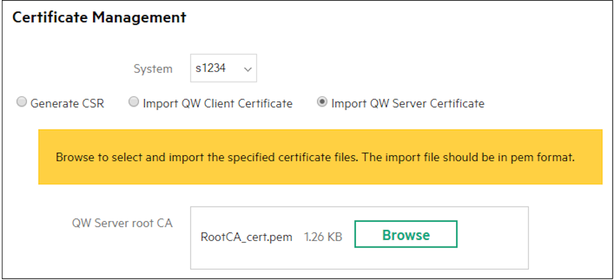 Screenshot QW server certificate